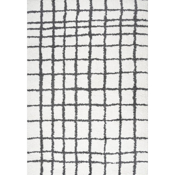 Arenal Geometric Grid Shag Area Rug
